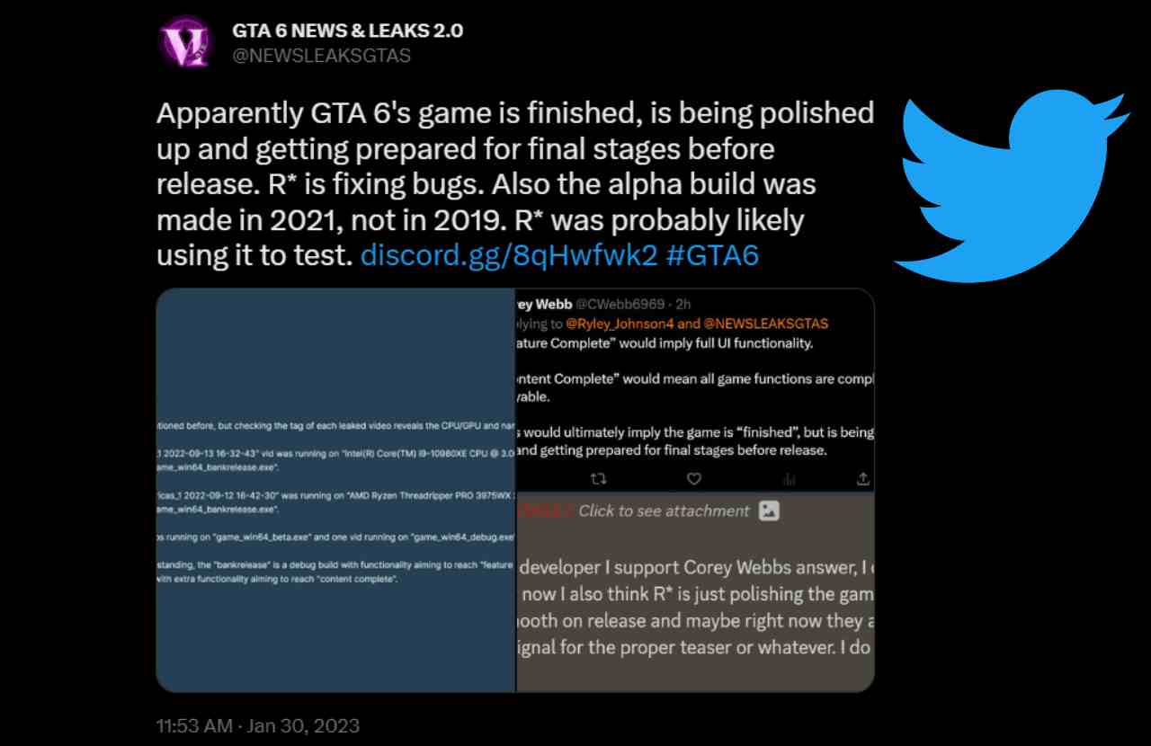 Tweet GTA 6 news leak newsvideogame 20230201