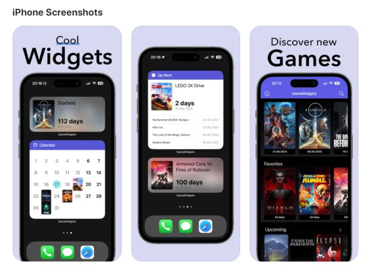 Game Widgets screenshots newsvideogame 20230530